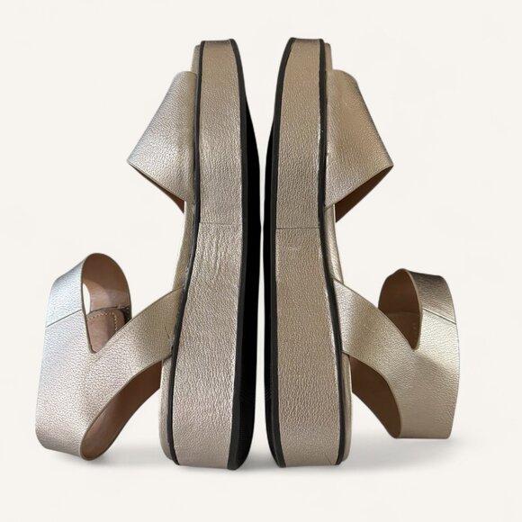 Metallic Platform Sandals 11 M Open Toe Adjustable Ankle Strap Padded Footbed - Picture 6 of 9